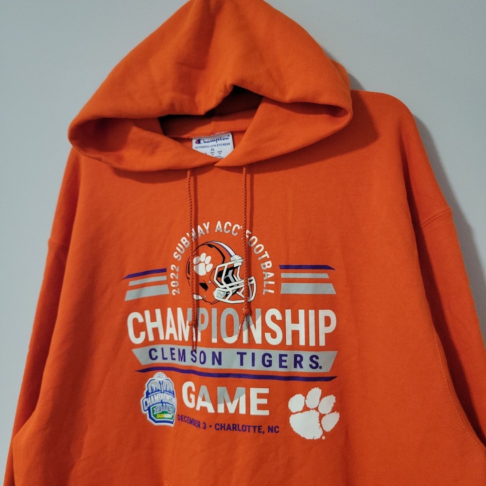 Champion Clemson Tigers Hoodie Men XL Orange 2022 ACC Championship Football NCAA